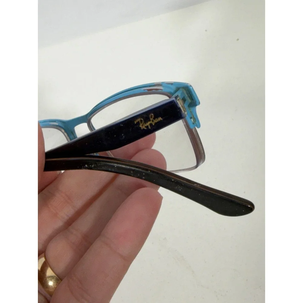 Ray-Ban RB 6196 2653 Blue Tortoise Semi-Rimless Rectangular Eyeglasses 52-17-145